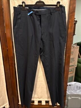 Armani Collezioni Men's Black Dress Pants - Straight Tailored Trousers